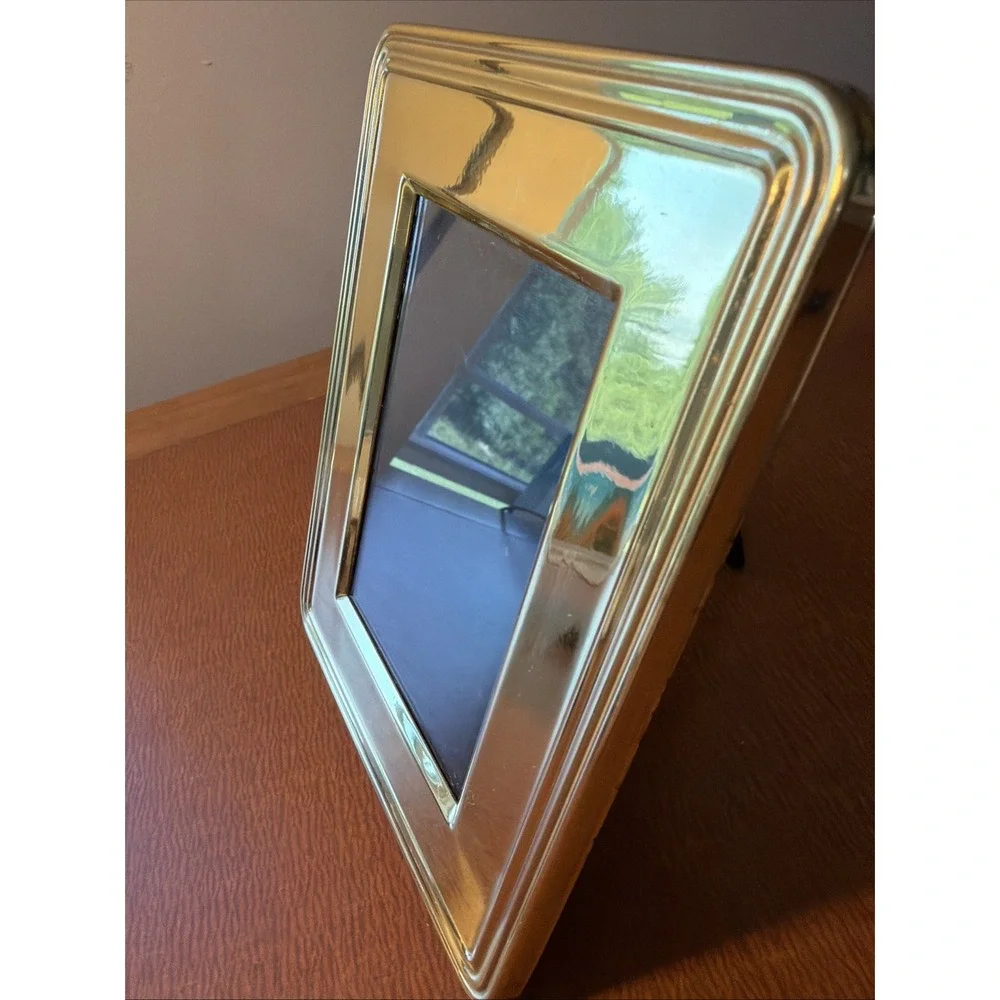Vtg MCM Gold Picture Frame Free Standing Holds 3